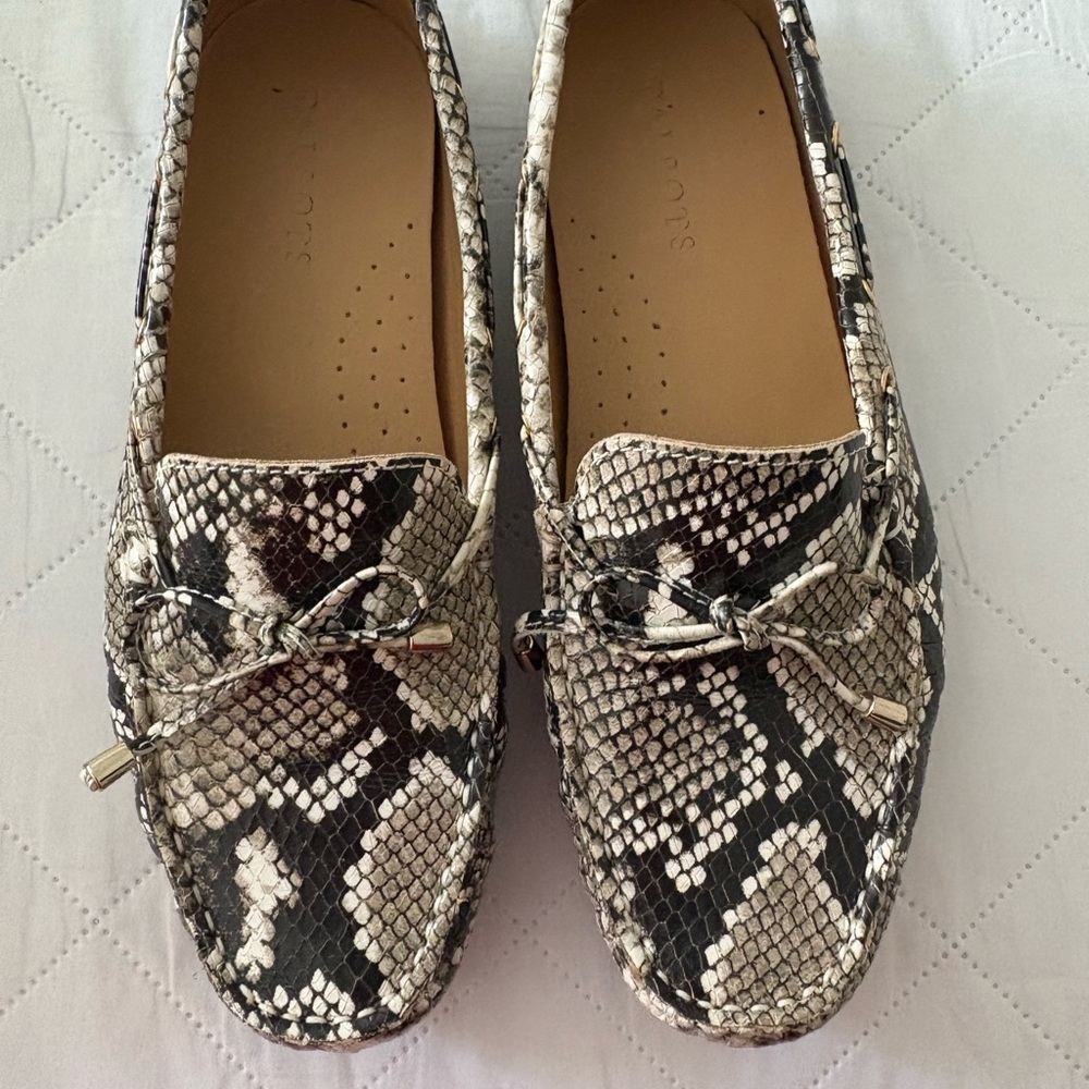 Talbots Black and White Snakeskin Loafers